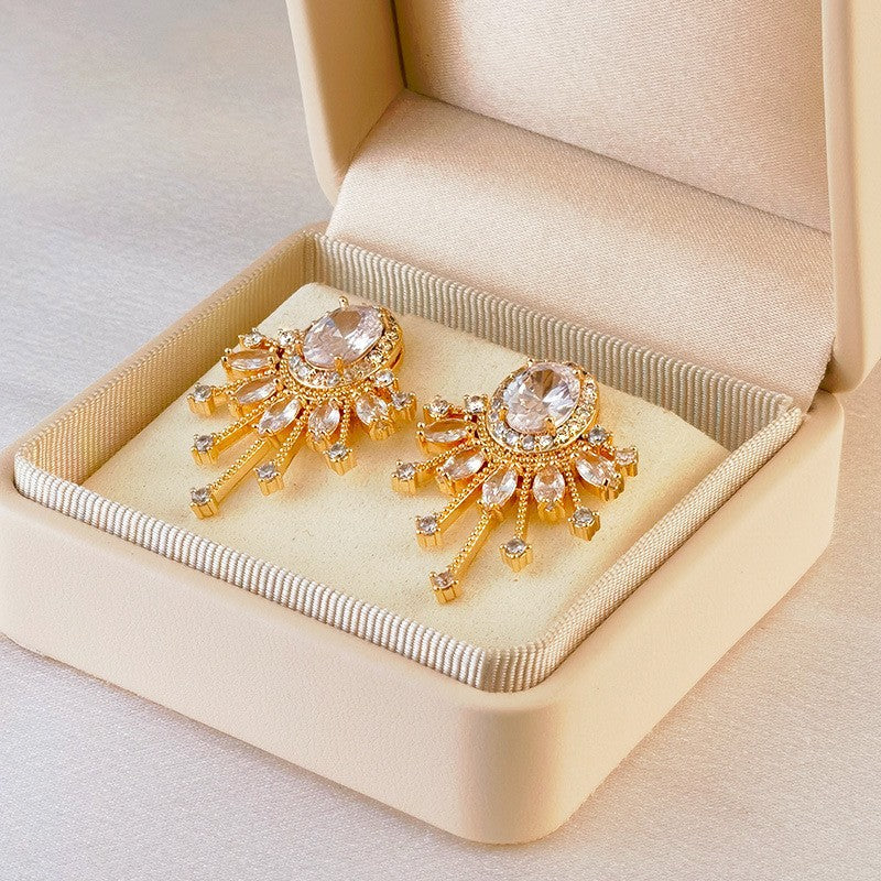 Zircon pearl earrings