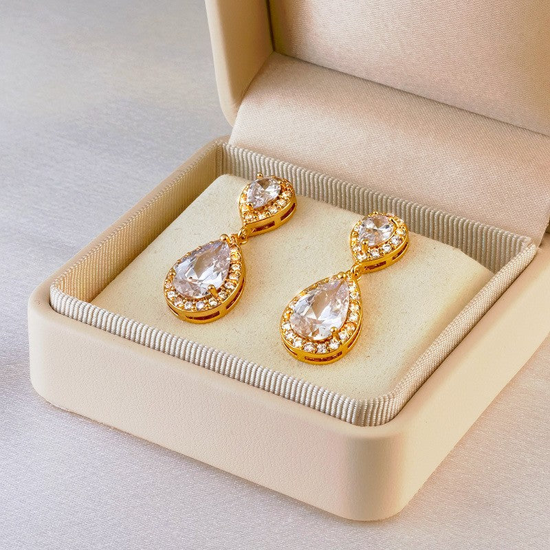 Zircon pearl earrings