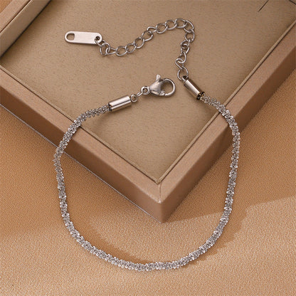 Zircon Pearl Titanium Steel Bracelet