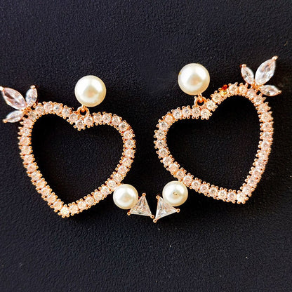 Zircon pearl earrings