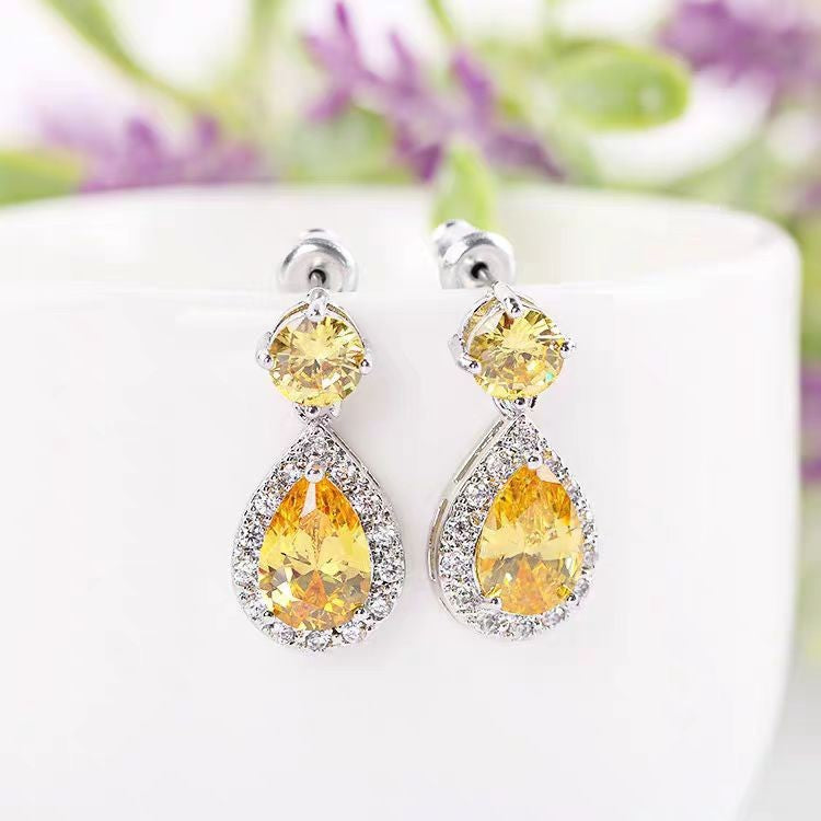 Zircon pearl earrings