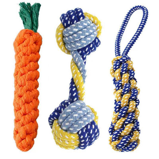 Dog teething resistant cotton rope toys