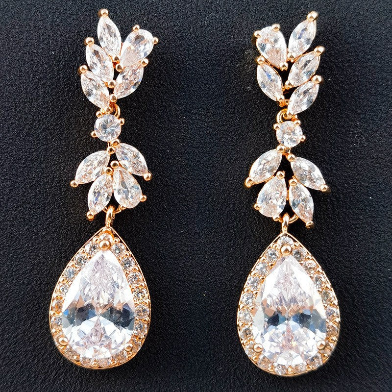 Zircon pearl earrings