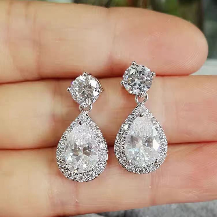 Zircon pearl earrings