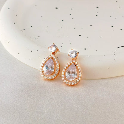 Zircon pearl earrings