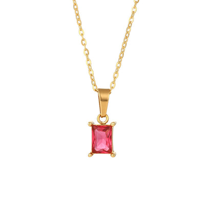 collarbone chain stainless steel square zircon pendant necklace