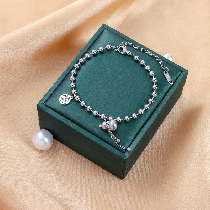 Zircon Pearl Titanium Steel Bracelet