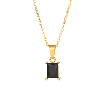 collarbone chain stainless steel square zircon pendant necklace