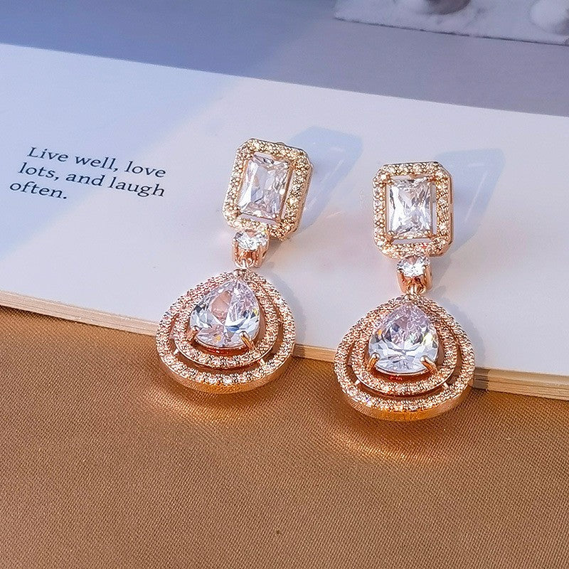 Zircon pearl earrings