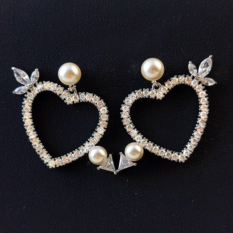 Zircon pearl earrings