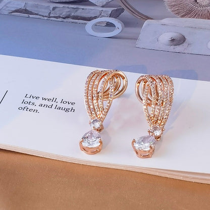 Zircon pearl earrings