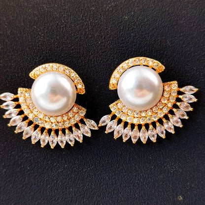 Zircon pearl earrings